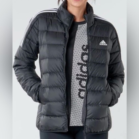 NWT Adidas ESSENTIALS DOWN JACKET Coat Black Puffer Medium PRICE FIRM - Picture 6 of 16